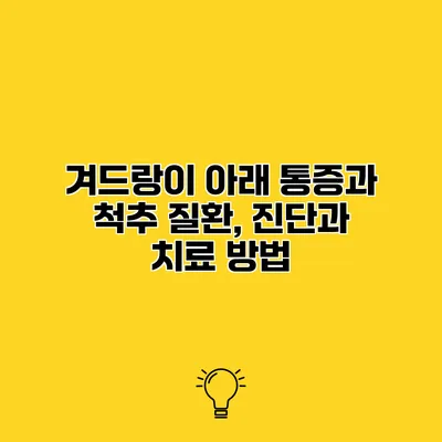 겨드랑이 아래 통증과 척추 질환, 진단과 치료 방법