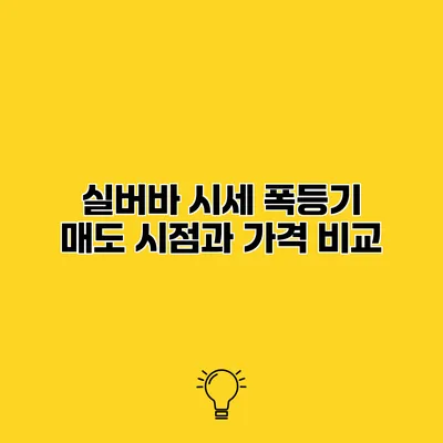 실버바 시세 폭등기 매도 시점과 가격 비교