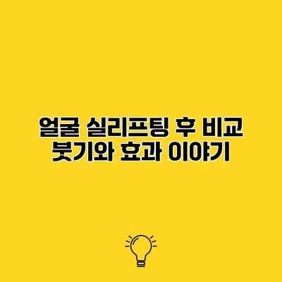 얼굴 실리프팅 후 비교 붓기와 효과 이야기