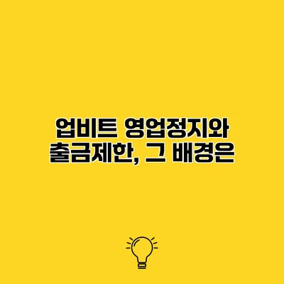업비트 영업정지와 출금제한, 그 배경은?