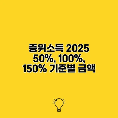 중위소득 2025 50%, 100%, 150% 기준별 금액