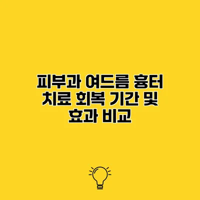 피부과 여드름 흉터 치료 회복 기간 및 효과 비교