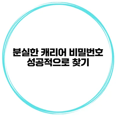 분실한 캐리어 비밀번호 성공적으로 찾기