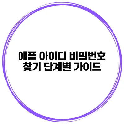 애플 아이디 비밀번호 찾기 단계별 가이드